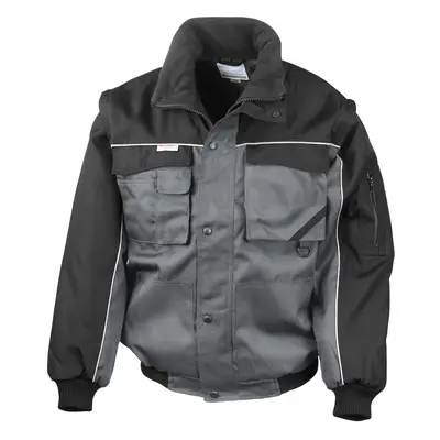 (XL, Grey/Black) Result Mens Workguard Zip Sleeve Heavy Duty Water Repellent Windproof Jacket