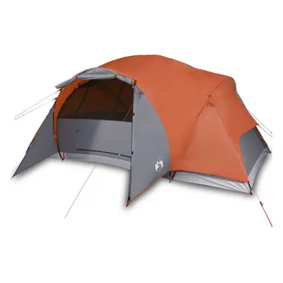 vidaXL Camping Tent Persons Portable Dome Tent Grey and Orange 190T Taffeta