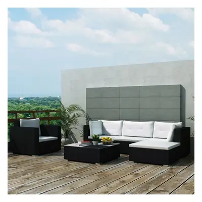 vidaXL Garden Lounge Set Pieces Poly Rattan Black Outdoor Patio Sofa Seat