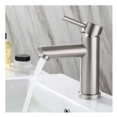 Stainless Steel Bathroom Basin Faucet Single Handle Hole Lead Free Hot And Cold Mixer Taps With 