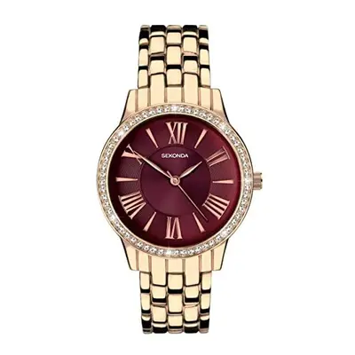 Sekonda Ladies Ruby Classic Watch Rose Gold Case & Alloy Bracelet with Ruby Dial