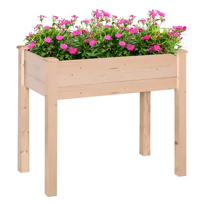 Outsunny Garden Wooden Planter Flower Raised Bed Herb Grow Box Container