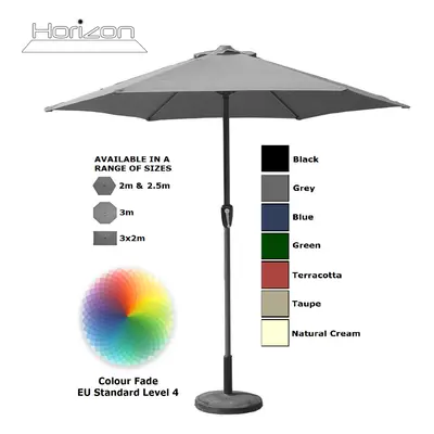 (2.5m, Grey) Parasol Aluminium Crank Full & Half Shade Umbrella