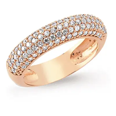 (P) Jewelco London Ladies Rose Gold-Plated Sterling Silver Cubic Zirconia Pave Bombay Eternity R