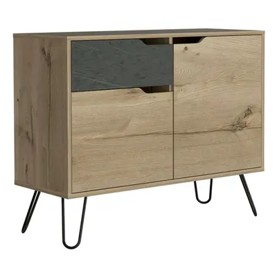 Bleached Pine Effect Melamine Finish Door Drawer Small Sideboard Storage