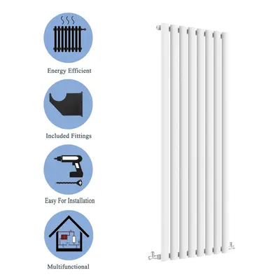 (Single, 1800x472mm) White Single/Double Oval Column Radiator