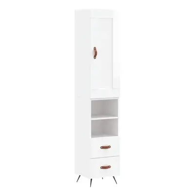 vidaXL Highboard Sideboard Storage Cabinet High Gloss White Engineered Wood