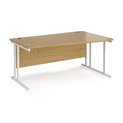 Mr Office Maestro right hand wave desk - white cantilever leg, Oak