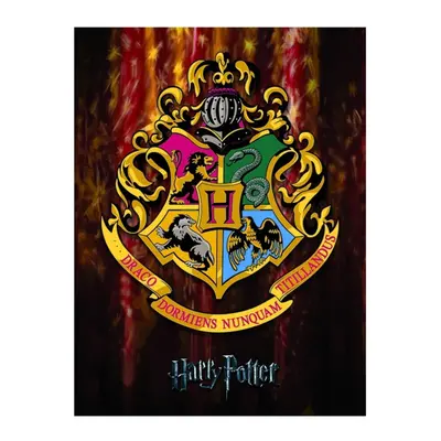 (80cm x 60cm, Multicoloured) Harry Potter Hogwarts Crest Framed Canvas Print