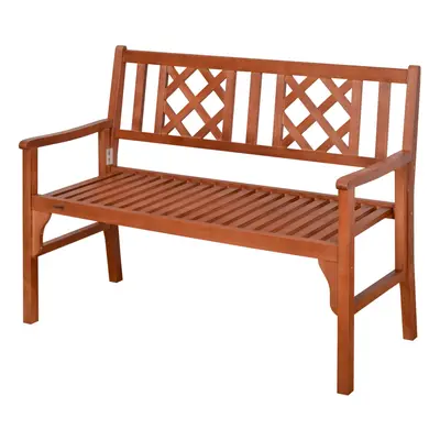 Outsunny Foldable Garden Bench, 2-Seater Patio Wooden Bench w/ Backrest Brown