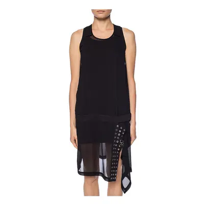 (XS) DIESEL D LENYNE 0LASF Womens Short Dress Black Double Layered Sleeveless Tops