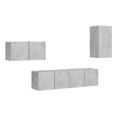 vidaXL TV Cabinet Set Piece Concrete Grey Chipboard Living Room Furniture