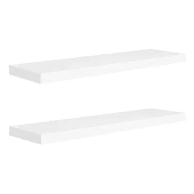 vidaXL 2x Floating Wall Shelves White 90x23.5x3.8 cm MDF Display Hanging Rack