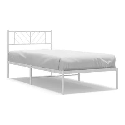 (white, x cm/with headboard) vidaXL Metal Bed Frame Bedroom Platform Bed Base Bedstead Mattress 