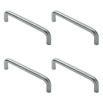 4x D Shape Cabinet Pull Handle x 10mm 96mm Fixing Centres Satin Steel