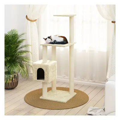 (Cream) vidaXL Cat Tree with Sisal Scratching Posts Cat Play Tower Cat Climbing Tree