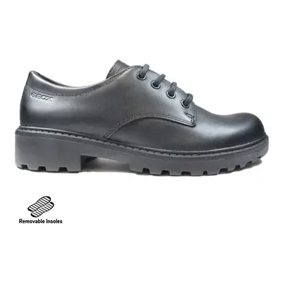 (6 (Adults')) Casey | Black Leather | Girls School Shoes