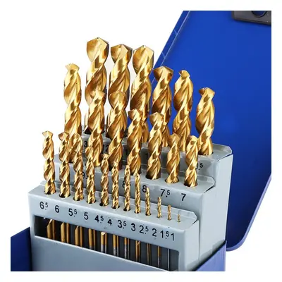 25Pcs Titanium Coated M42 Twist Drill Bit 8% High Cobalt HSS Set Industrial Grade 1-13mm for Sta