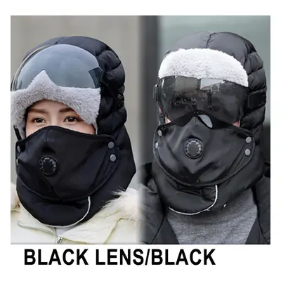 (Black) Winter Original Design Warm Winter Hat For Women Waterproof Hood Hat With Glasses