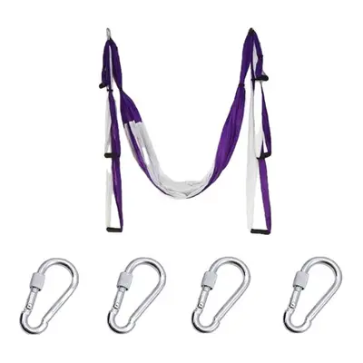 (Violet white) Handles Aerial Yoga Hammock Flying Swing Anti gravity Pilates Exercises Device