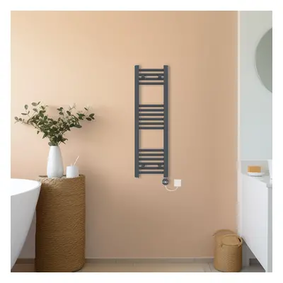 (Anthracite, 1000x300mm) NRG Prefilled Thermostatic Electric Straight Heated Towel Rail Radiator