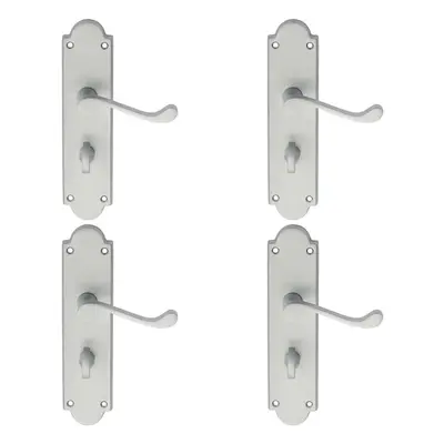 4x PAIR Victorian Scroll Handle on Bathroom Backplate x 49mm Satin Chrome