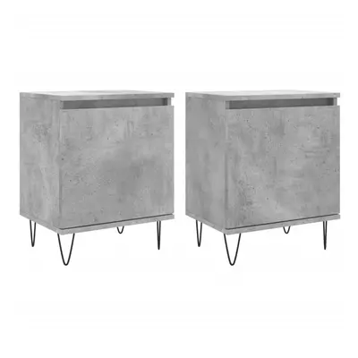 (concrete grey, pcs) vidaXL Bedside Cabinets Bedside Table pcs High Gloss White Engineered Wood