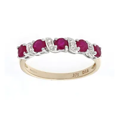 (J) Jewelco London 9ct Yellow Gold Ruby And Diamond Eternity Ring - PR0AXL6899YRU