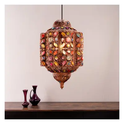 Leyla Bronze Moroccan Style Easy Fit Lantern Shade & LED Warm Bulb