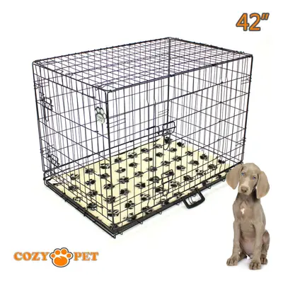 Dog Cage in Black Puppy Crate Inc Vet Bed Cozy Pet Crates Folding Metal