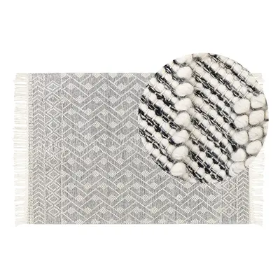 Wool Area Rug x cm Black and White KAVAK