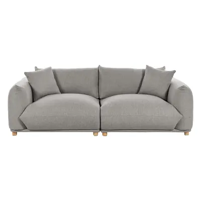 3 Seater Fabric Sofa Light Grey LUVOS