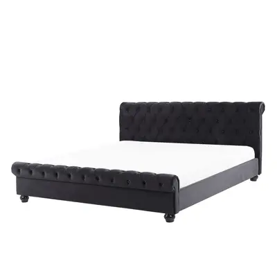 Slatted Bed AVALLON x cm (EU Super King) Velvet Black