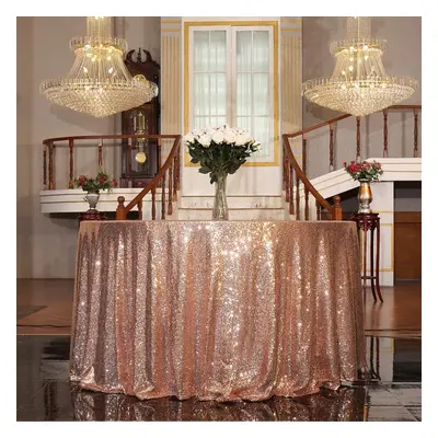 Eternal Beauty 274cm (108 inch) Round Sequin Tablecloth Wedding Party Banquet Table Cloths, Rose