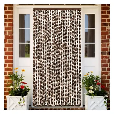 vidaXL Insect Curtain Brown and White 90x220 cm Chenille Doorway Screen Blind