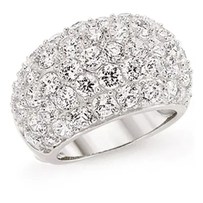 (Q) Jewelco London Ladies Rhodium Plated Sterling Silver Cubic Zirconia Pave Bombay Eternity Rin