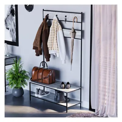 (Grey) Brooklyn Industrial Hallway Unit Coat & Shoe Rack