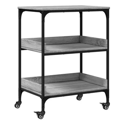 vidaXL Kitchen Trolley Rolling Cart Storage Cart Grey Sonoma Engineered Wood