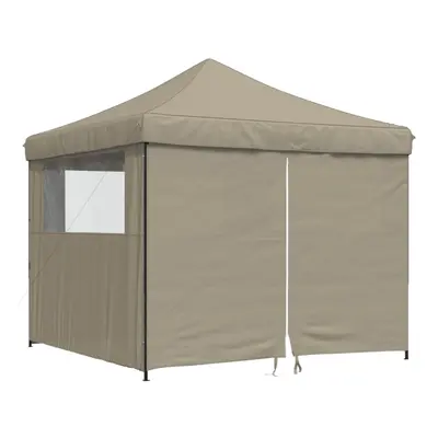 (taupe, with sidewalls) vidaXL Foldable Tent Canopy Patio Pavilion Gazebo Pop up Tent Marquee Ca