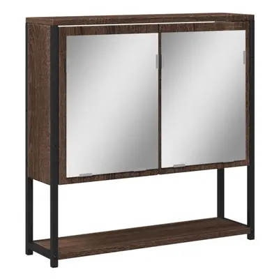 vidaXL Bathroom Mirror Cabinet Wall Mounted Cabinet Brown Oak Engineered Wood