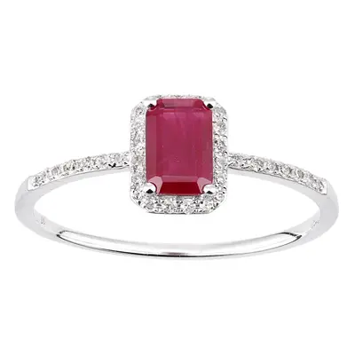 (O) Jewelco London 18ct White Gold Octagon Ruby and Diamond Cluster Ring