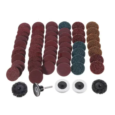 60pcs 50mm Mix Sanding Disc Set Inch Roll Lock Surface Coarse Sandpaper Pad with Holder