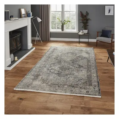 (120x170cm) Athena Rugs in Grey Cozy Modern Distressed Soft Floor Mat