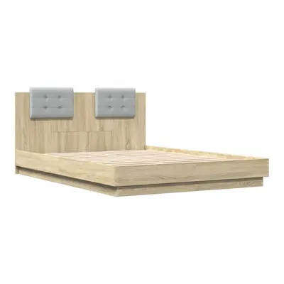 vidaXL Bed Frame & Headboard Sonoma Oak 150x200 cm King Size Engineered Wood