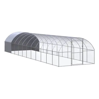 vidaXL Outdoor Chicken Coop 3x12x2 m Galvanised Steel Garden Poultry House