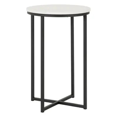 Dallas Round Side End Table Marble Effect and Black Metal Finish