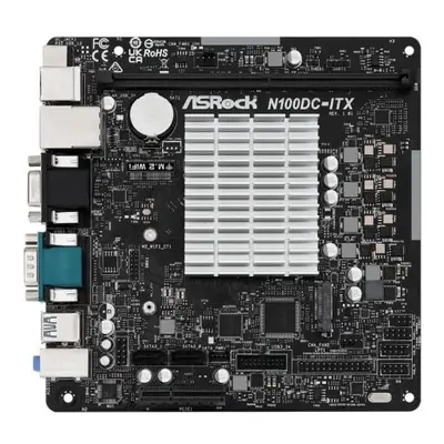 Asrock N100DC-ITX, Integrated Intel Quad-Core N100, Mini ITX, DDR4, VGA, HDMI, DC Jack, Fanless 