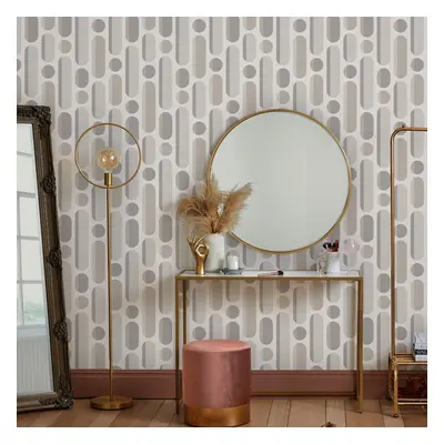 Envy Morse Neutrals Grey Geometric Wallpaper