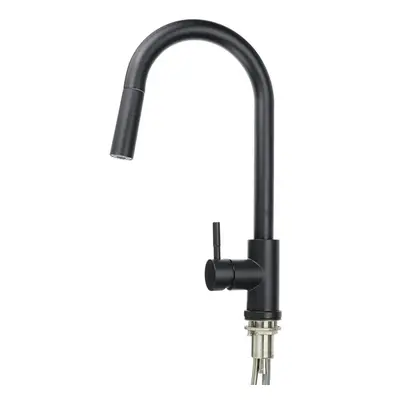 304 Stainless Steel Kitchen Pull Out Faucet Sprayer Black Paint Double-Feed Pipe Sensor Tap Thin