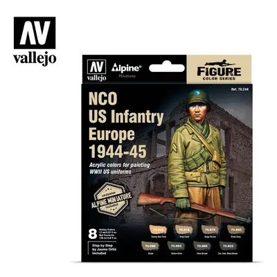 VAL70244 - AV Vallejo MC Set - Alpine US Infantry NCO (x8) & Figure